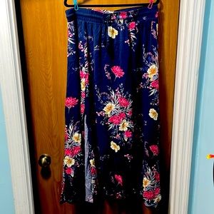 Torrid skirt elastic waist drawstring blue floral